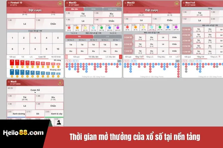 Thời gian mở thưởng của xổ số tại nền tảng